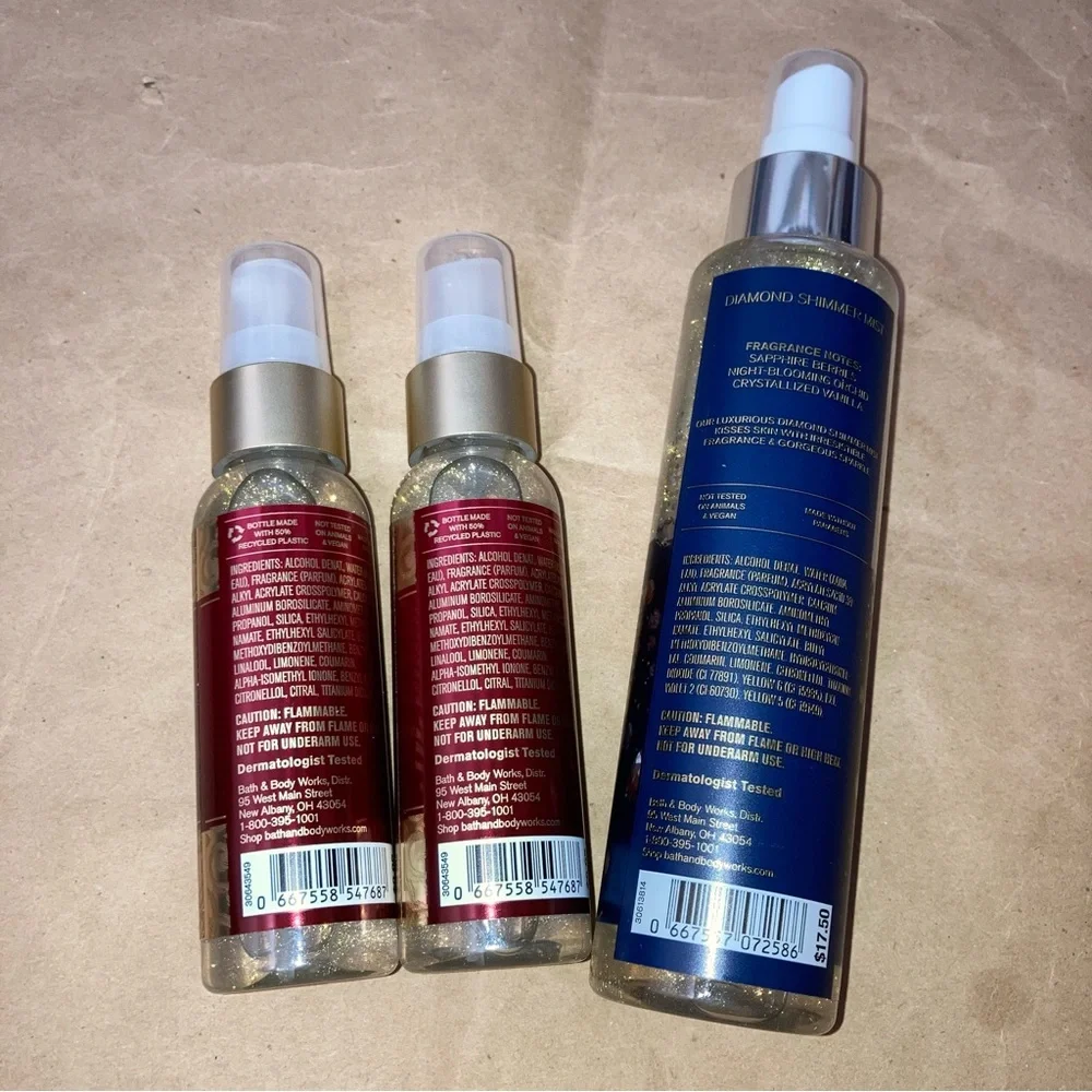 3 x bath body works shimmer mist
